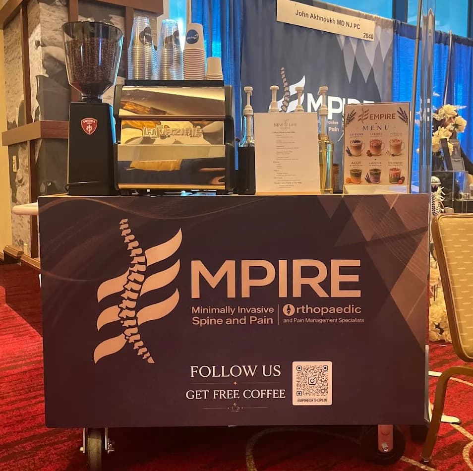 New Life Coffee Company cart wrapped in MPIRE branding at a marketing activation
