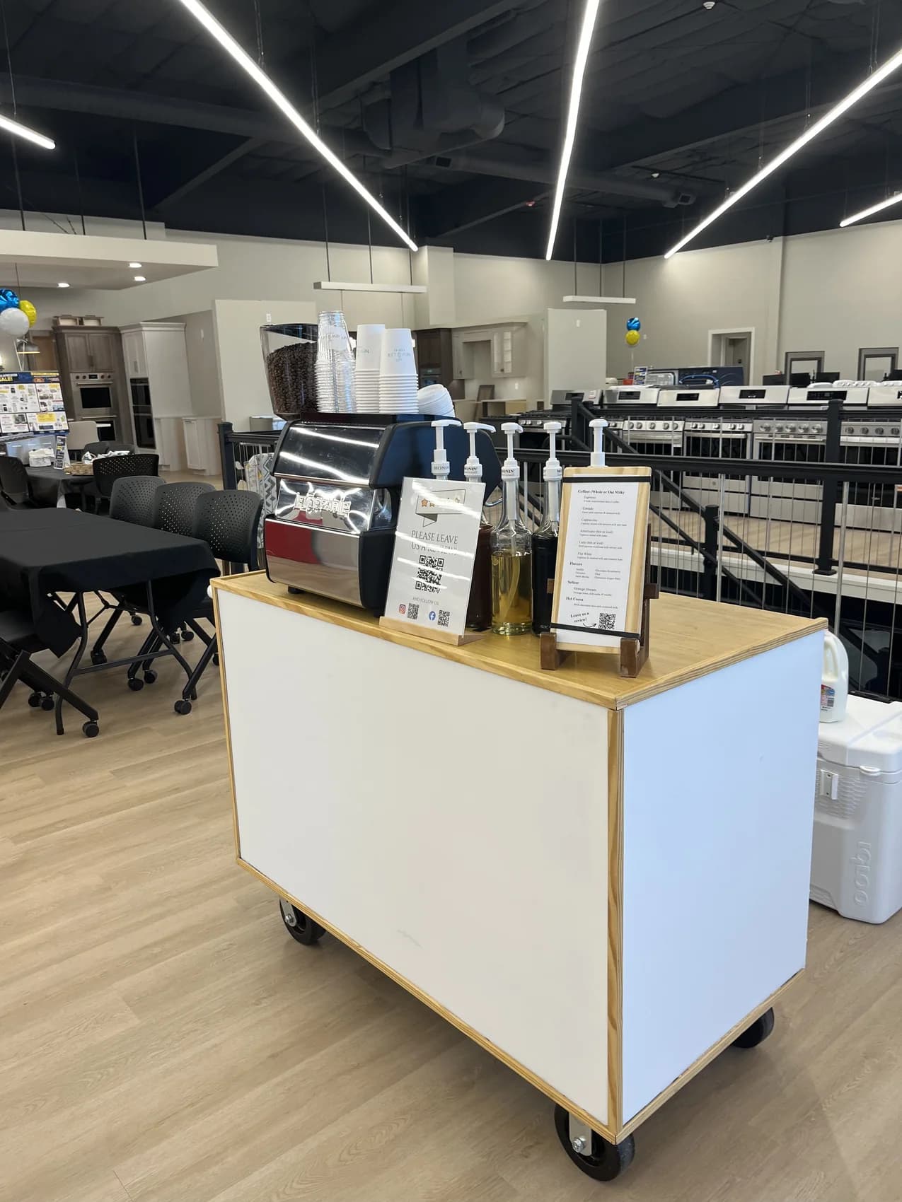 Coffee cart catering setup for Martin Appliance in Berks County, PA
