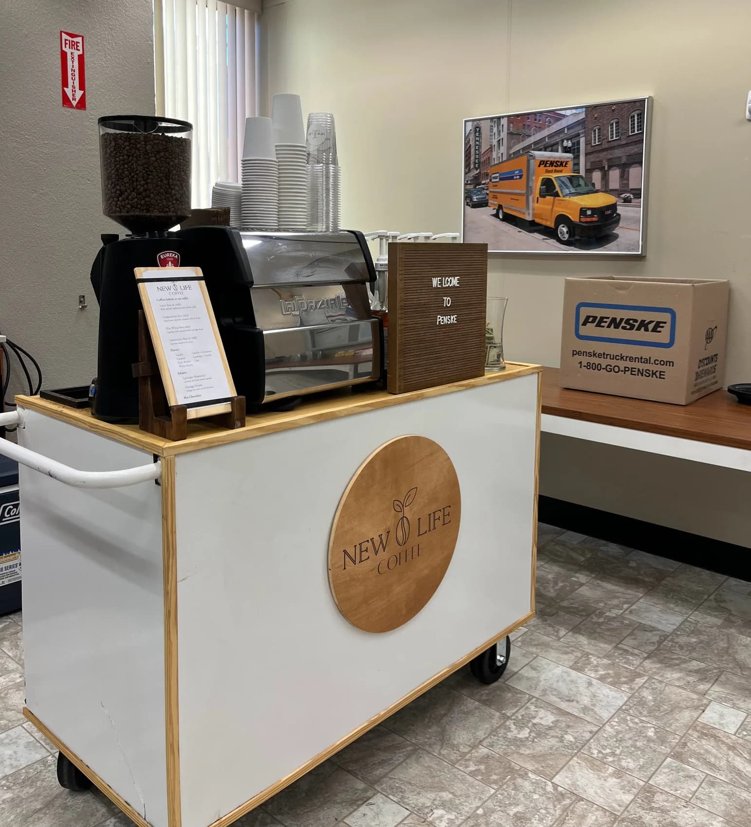 New Life Coffee Company coffee cart at a Penske corporate event in Reading, PA