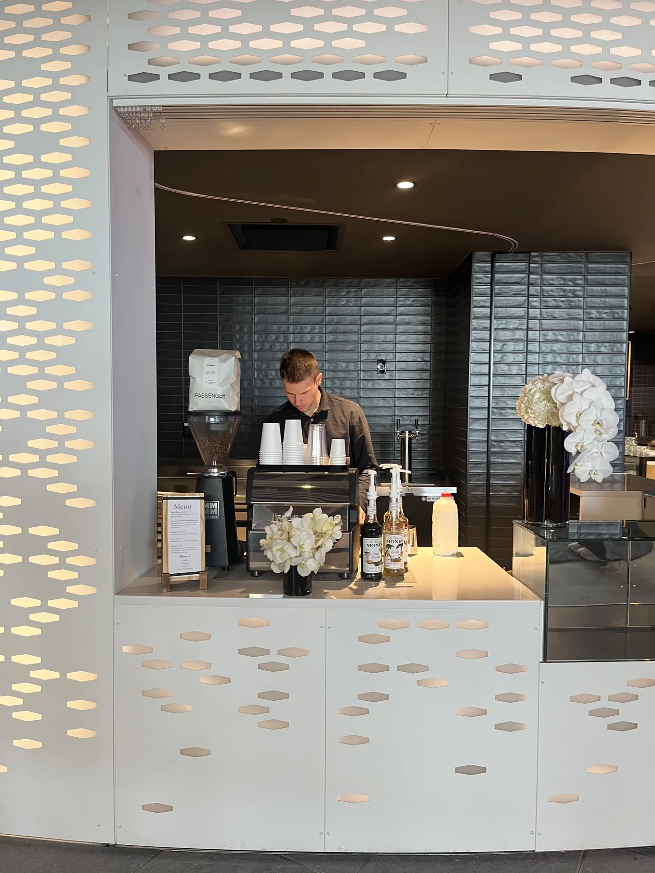 Espresso bar set up in an upscale client hospitality space